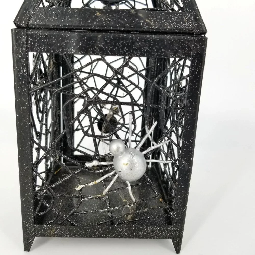 Spider Web Lantern Candle Holder Black Metal Halloween Home Decor Gothic 8
